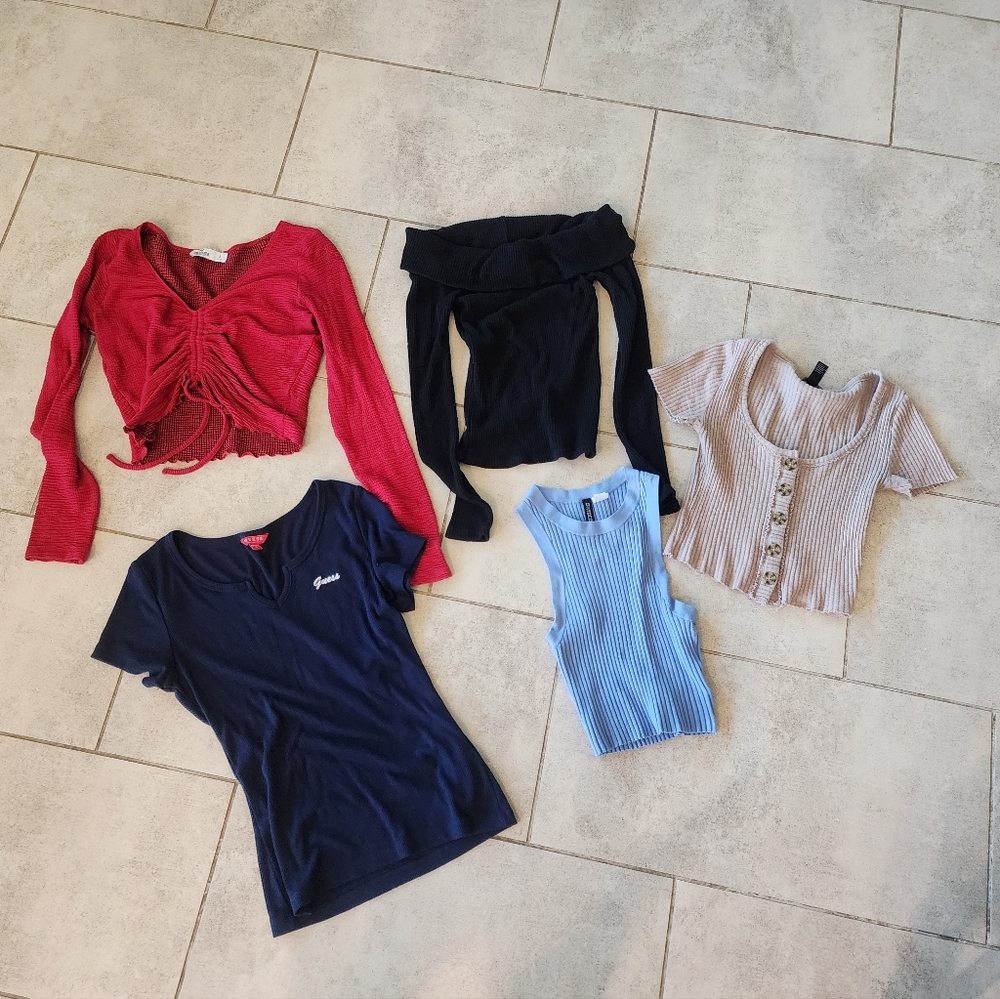 Lot of 5 SHEIN Long Sleeve and  Short Sleeve Tops Teens Shirts  Size Small